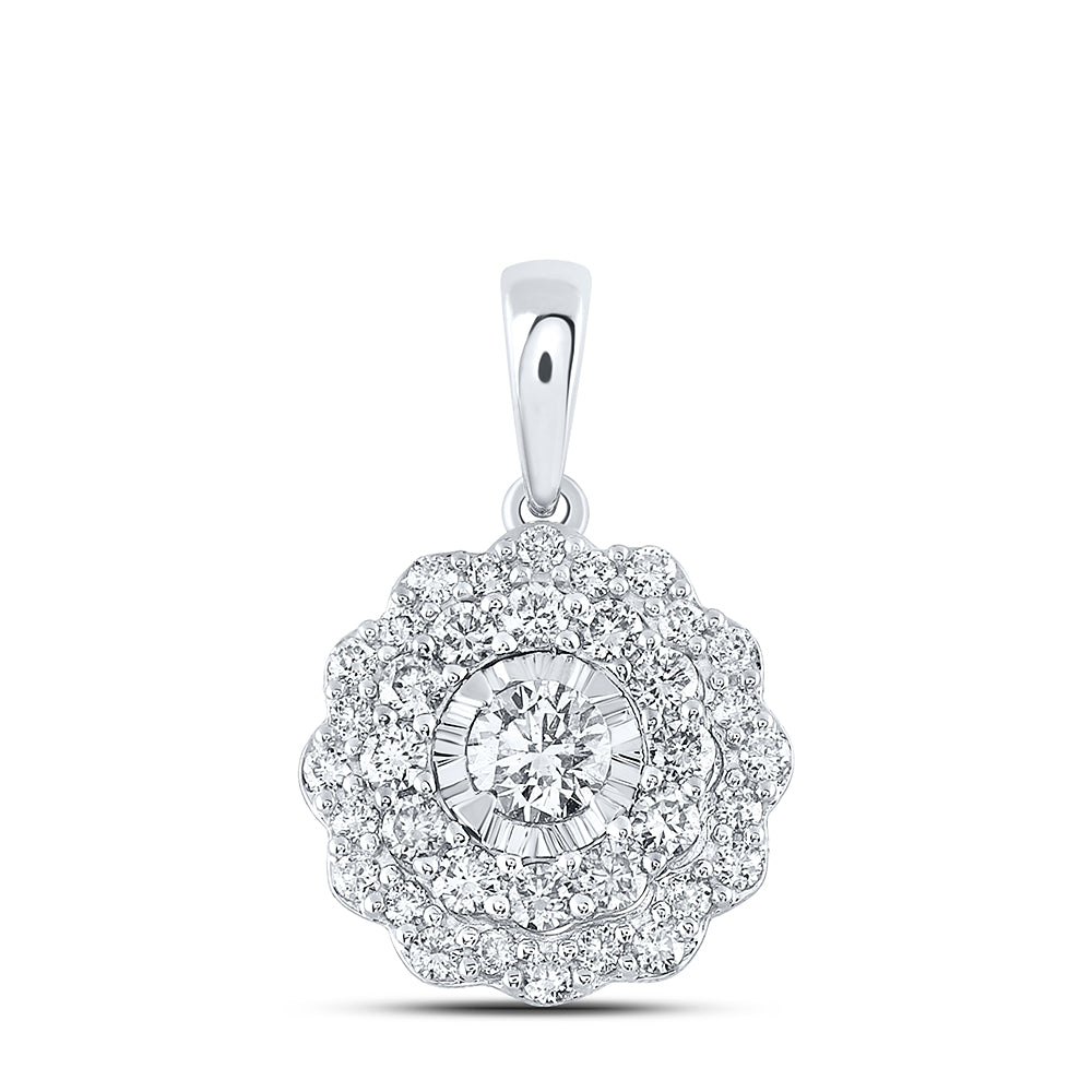 10K White Gold 3/4 CTW-Natural Diamond Fashion Pendant 1.63 Gram