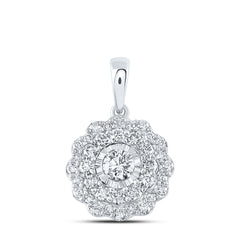 10K White Gold 3/4 CTW-Natural Diamond Fashion Pendant 1.63 Gram