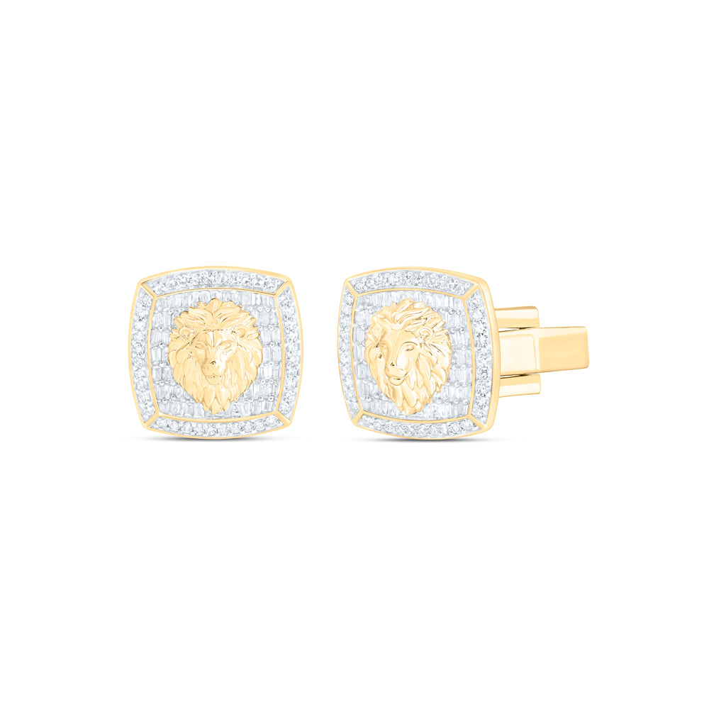 1 1/4CTW-DIA NK CUSHION CUFF LINK WITH LION FACE