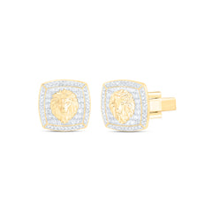 1 1/4CTW-DIA NK CUSHION CUFF LINK WITH LION FACE