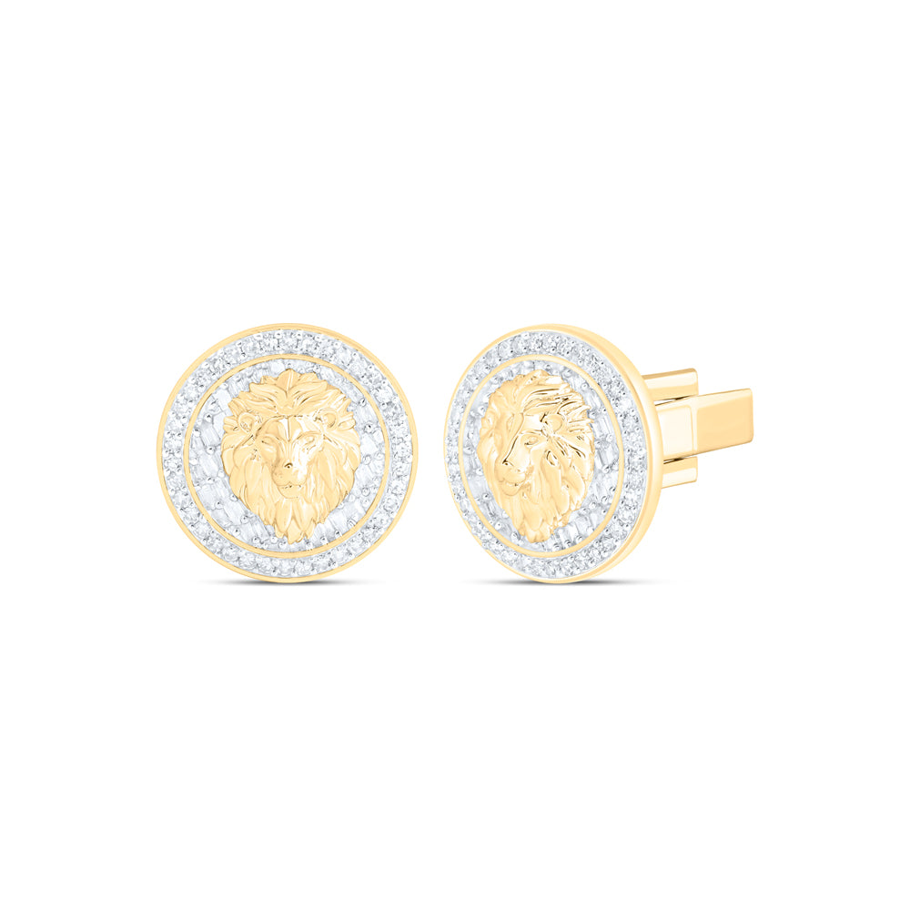 1 1/3CTW-DIA NK ROUND CUFF LINK WITH LION FACE