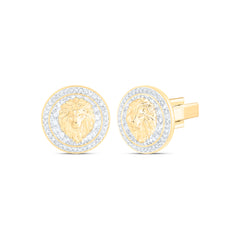 1 1/3CTW-DIA NK ROUND CUFF LINK WITH LION FACE