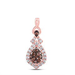 10K Rose Gold 1/2 CTW-Natural Diamond Cognac Pendant 1.27 Gram