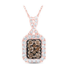 10K Rose Gold 3/4 CTW-Natural Diamond Cognac Pendant 1.66 Gram