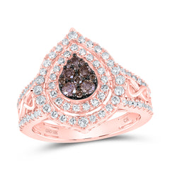 10K Rose Gold 7/8 CTW-Natural Diamond Cognac Ring 5.27 Gram