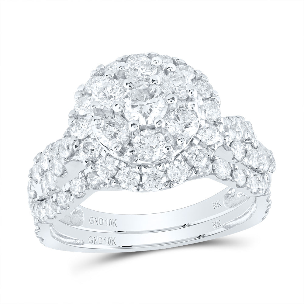 10K White Gold 2 CTW-Natural Diamond 1/5 Ct-Crd Bridal Set Single Halo 4.72 Gram