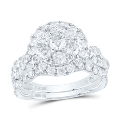 10K White Gold 2 CTW-Natural Diamond 1/5 Ct-Crd Bridal Set Single Halo 4.72 Gram