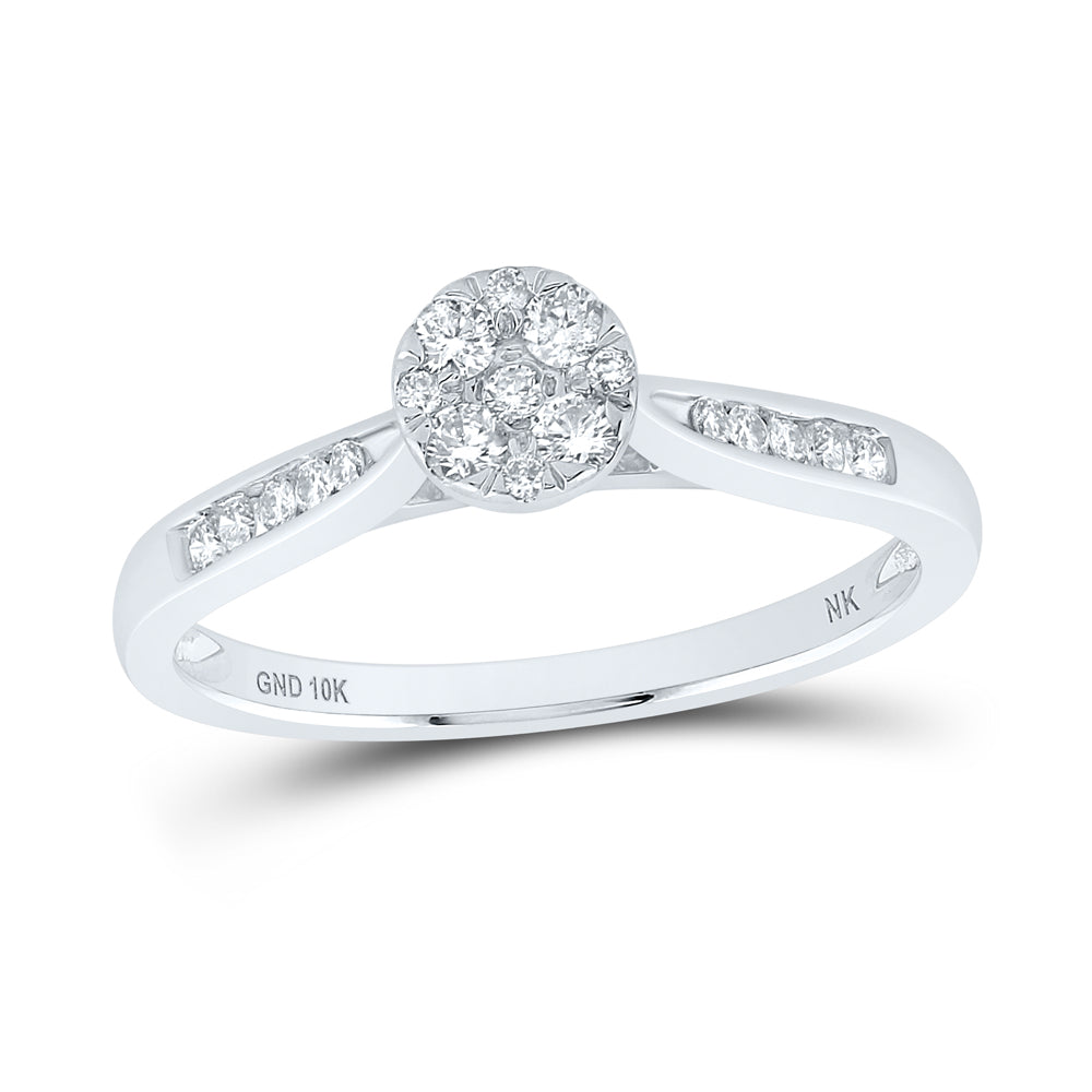 10K White Gold 1/4 CTW-Natural Diamond 4 Stone Flower Ring 2.05 Gram