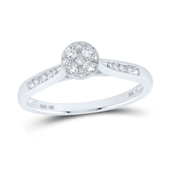 10K White Gold 1/4 CTW-Natural Diamond 4 Stone Flower Ring 2.05 Gram