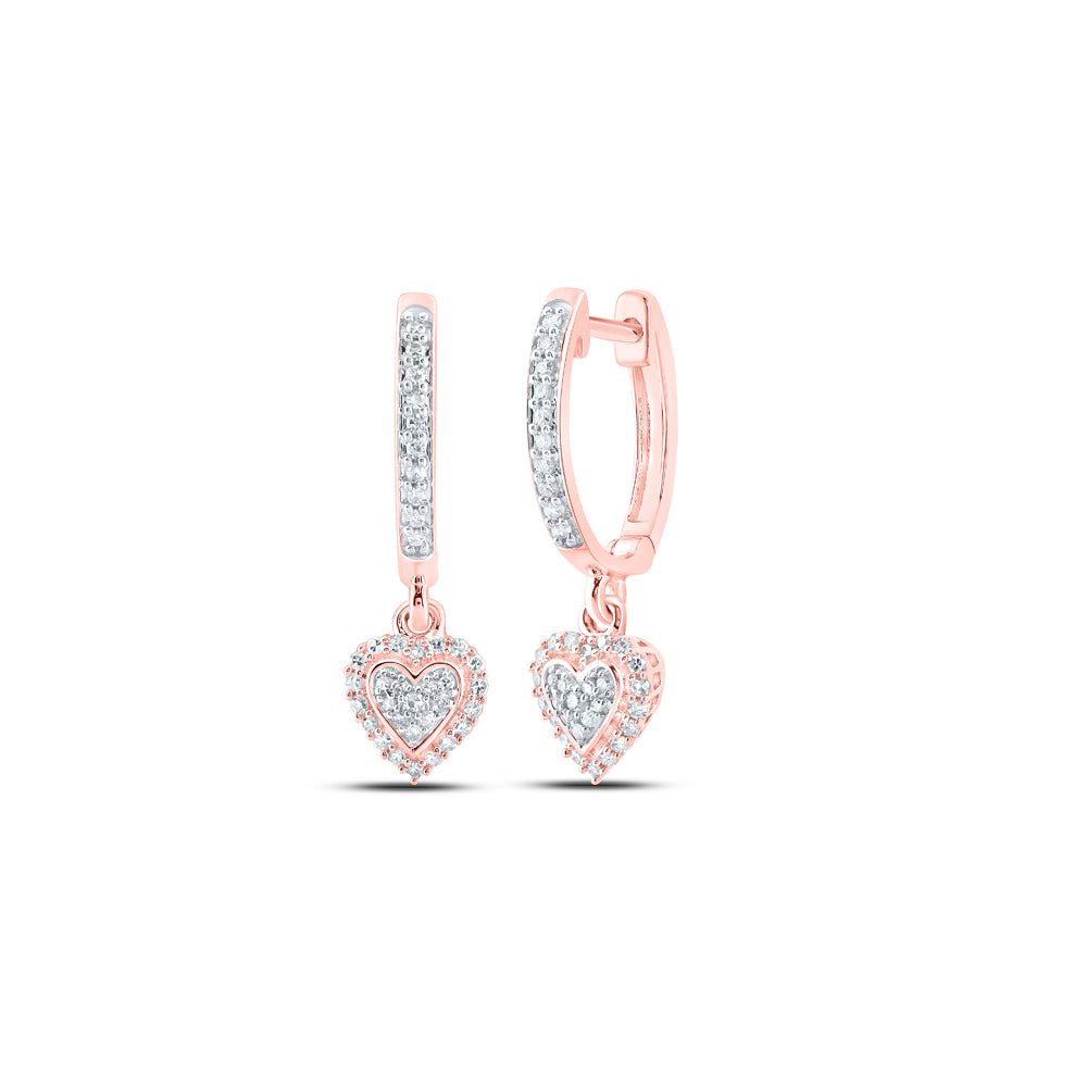1/4CTW-DIA NK HEART DANGLING EARRING