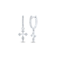 1/6CTW-DIA NK GIFT DANGLING CROSS EARRING