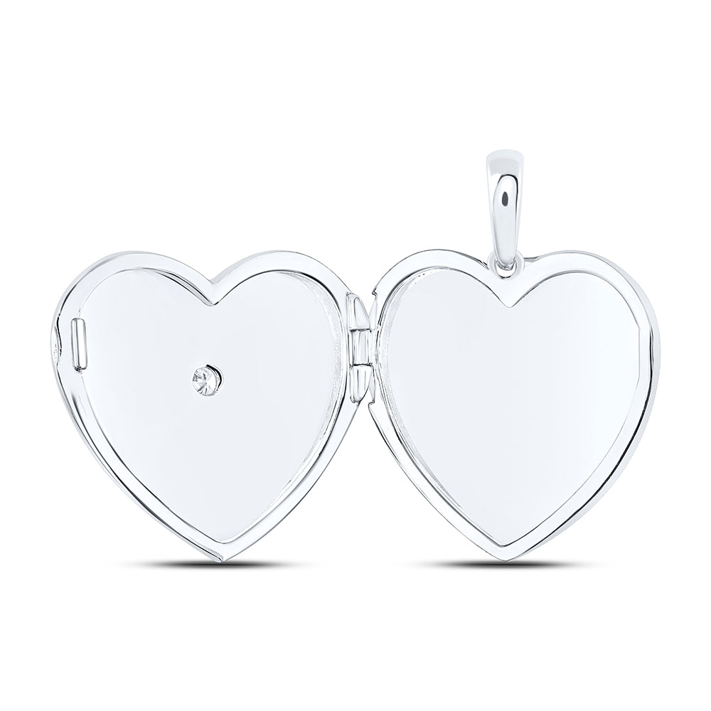 Sterling Silver 1/12 CTW-Natural Diamond Heart Locket 5.67 Gram
