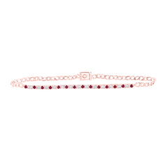 1/3CTW-DIA NK 1/2CTW-RUBY NATURAL GEM BRACELET (7 INCH)