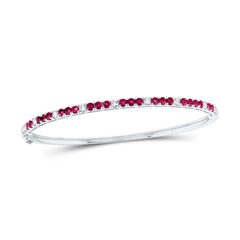 14K White Gold 5/8 CTW-Natural Diamond E 1 3/8 Ct-Rd-Ruby Bangle 10.6 Gram