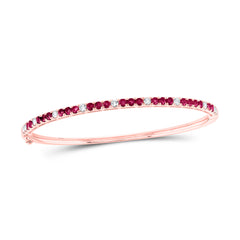 14K Rose Gold 5/8 CTW-Natural Diamond E 1 3/8 Ct-Rd-Ruby Bangle 9.21 Gram