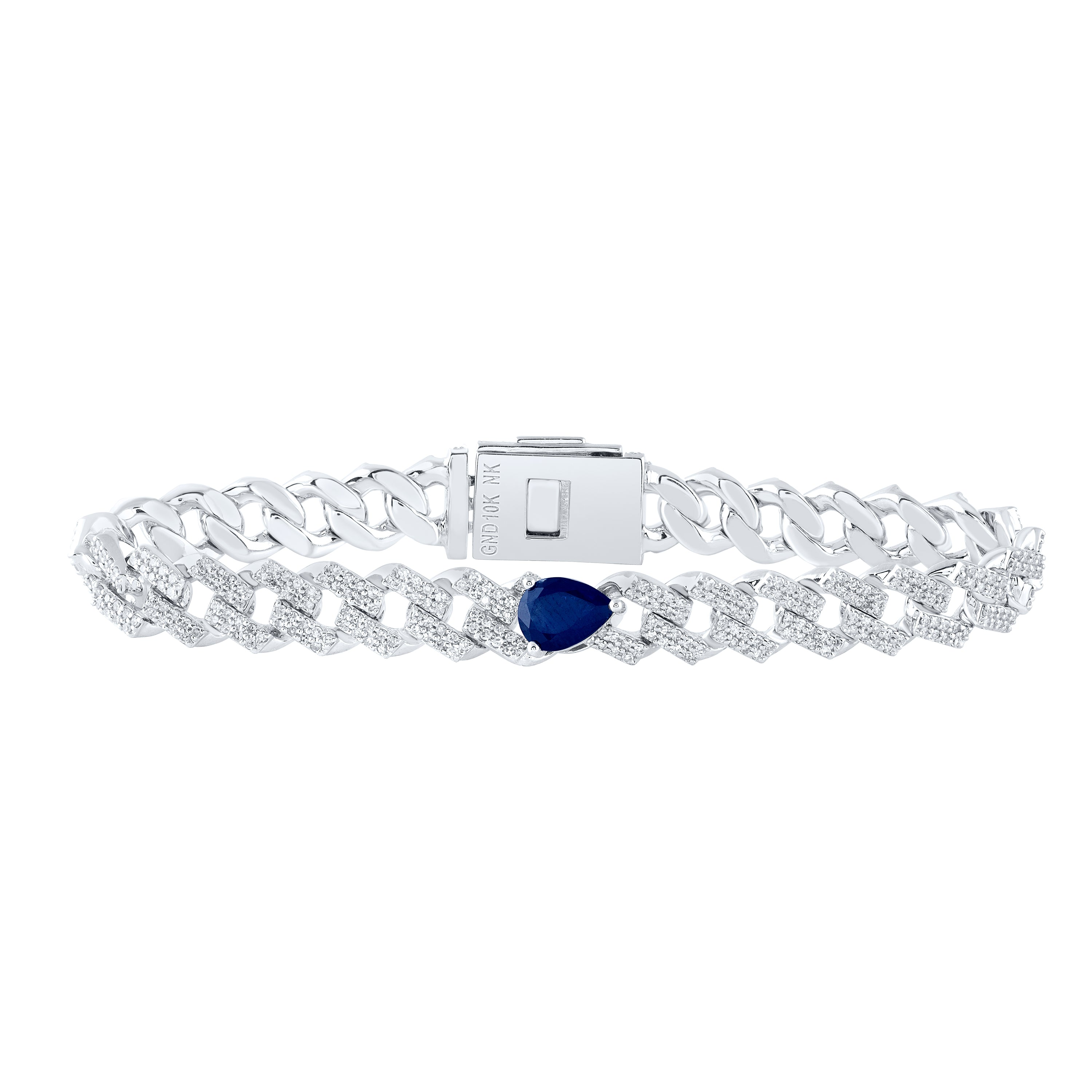 2 3/8CTW-DIA NK 8X6MM-SAPP BRACELET (7 INCH)