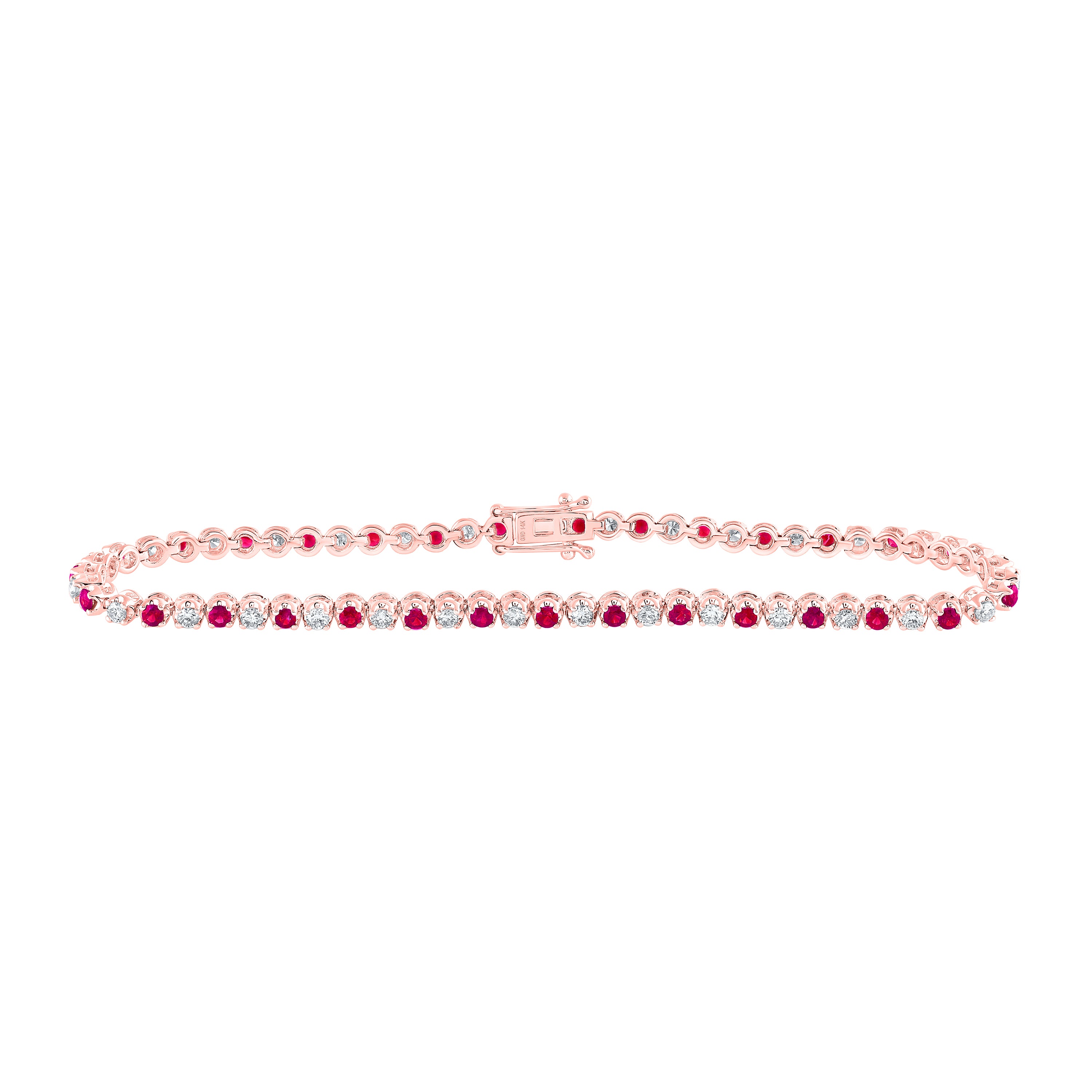 1CTW-DIA NKE 1 1/2CTW-RUBY NATURAL GEM TENNIS BRACELET (7 INCH)