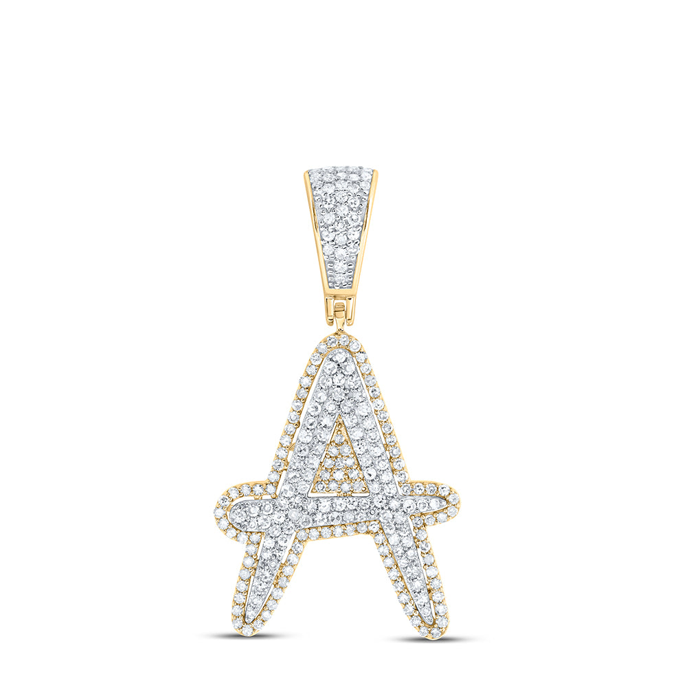 3/4CTW-DIA NK INITIAL "A" MENS PENDANT