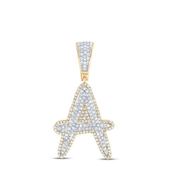 3/4CTW-DIA NK INITIAL "A" MENS PENDANT