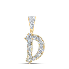 3/4CTW-DIA NK INITIAL "D" MENS PENDANT