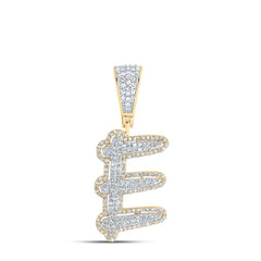 3/4CTW-DIA NK INITIAL "E" MENS PENDANT