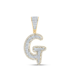 3/4CTW-DIA NK INITIAL "G" MENS PENDANT