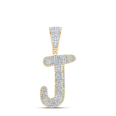 5/8CTW-DIA NK INITIAL "J" MENS PENDANT