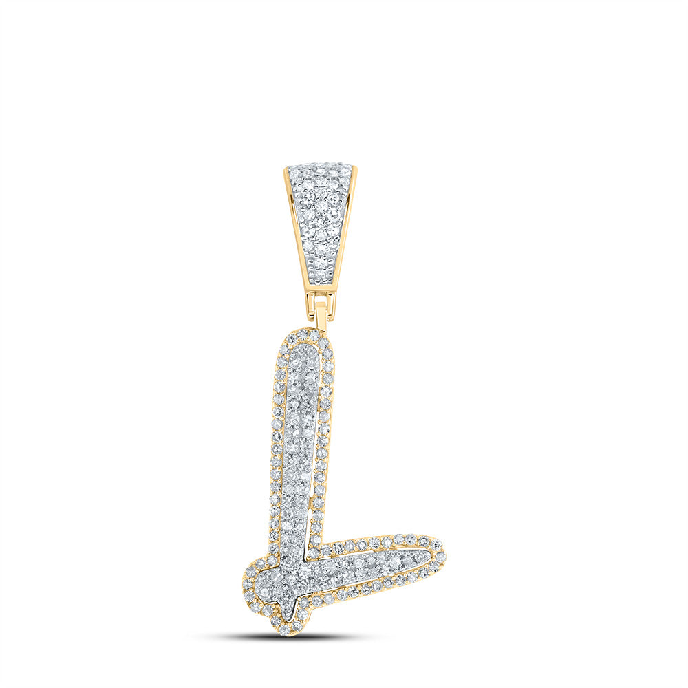 1/2CTW-DIA NK INITIAL "L" MENS PENDANT