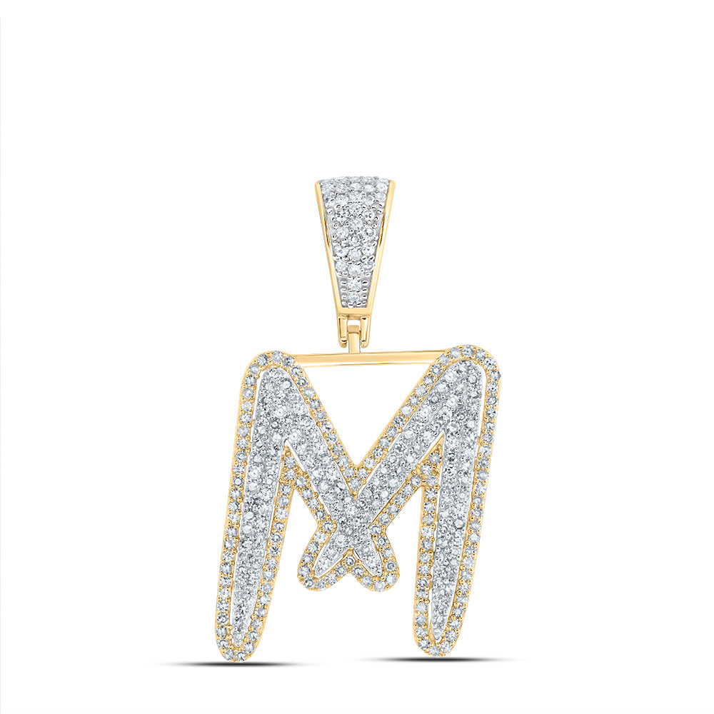 1CTW-DIA NK INITIAL "M" MENS PENDANT
