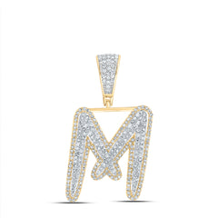 1CTW-DIA NK INITIAL "M" MENS PENDANT