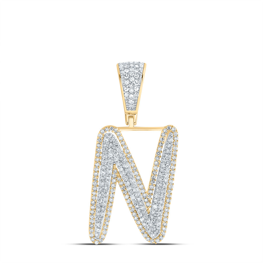 7/8CTW-DIA NK INITIAL "N" MENS PENDANT