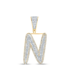7/8CTW-DIA NK INITIAL "N" MENS PENDANT