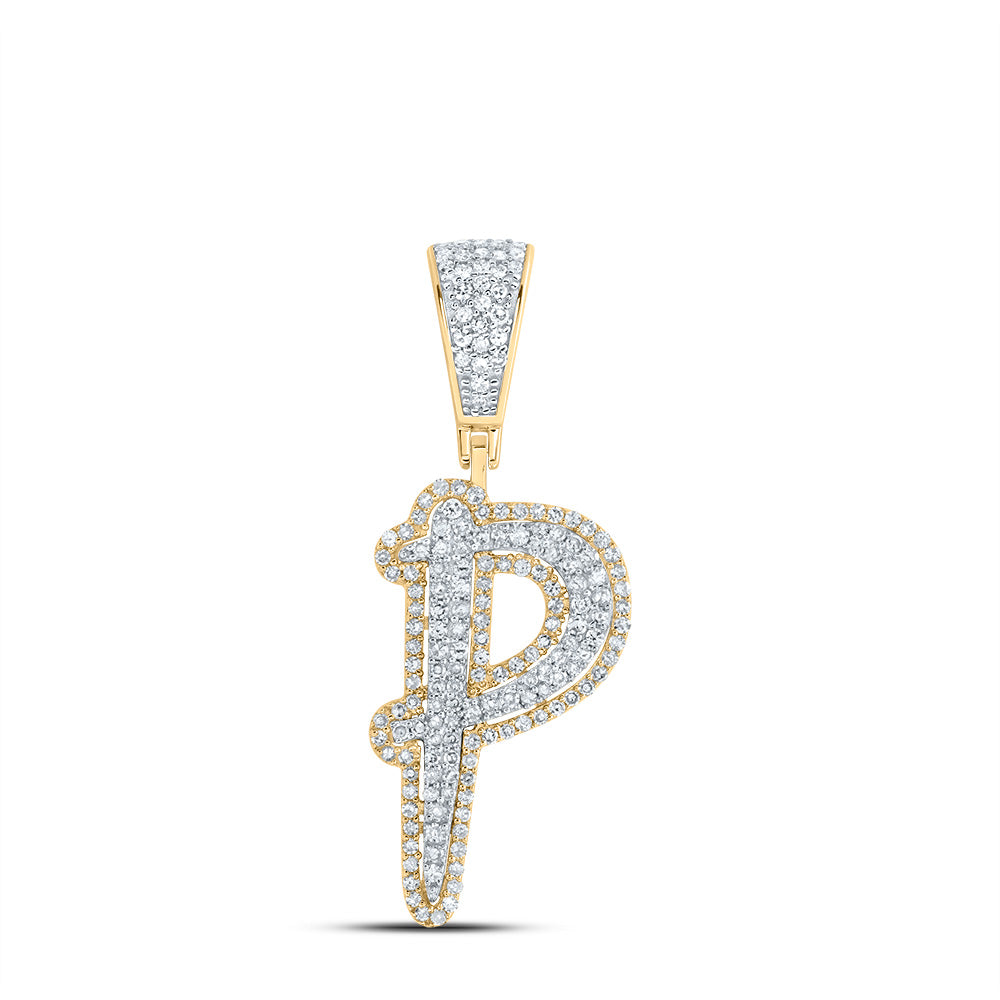 5/8CTW-DIA NK INITIAL "P" MENS PENDANT