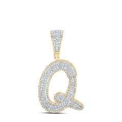 7/8CTW-DIA NK INITIAL "Q" MENS PENDANT