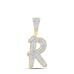 3/4CTW-DIA NK INITIAL "R" MENS PENDANT