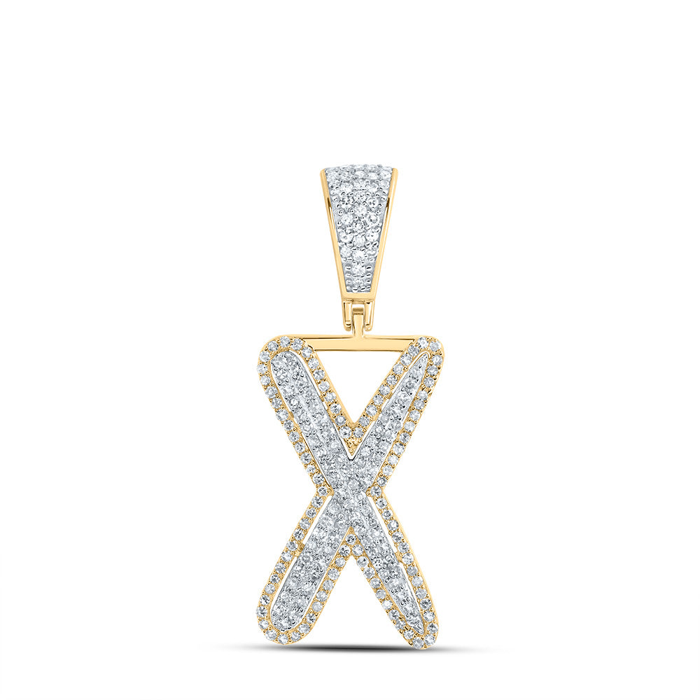 5/8CTW-DIA NK INITIAL "X" MENS PENDANT