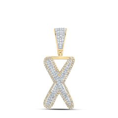 5/8CTW-DIA NK INITIAL "X" MENS PENDANT