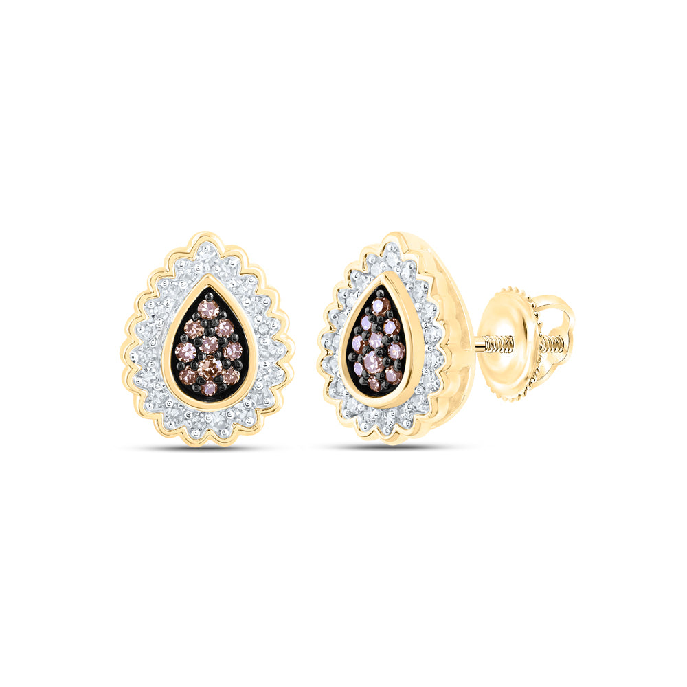 1/4CTW-DIA NK COGNAC PEAR EARRING