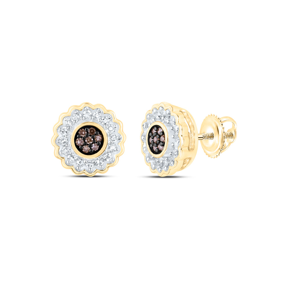 1/6CTW-DIA NK COGNAC ROUND EARRING