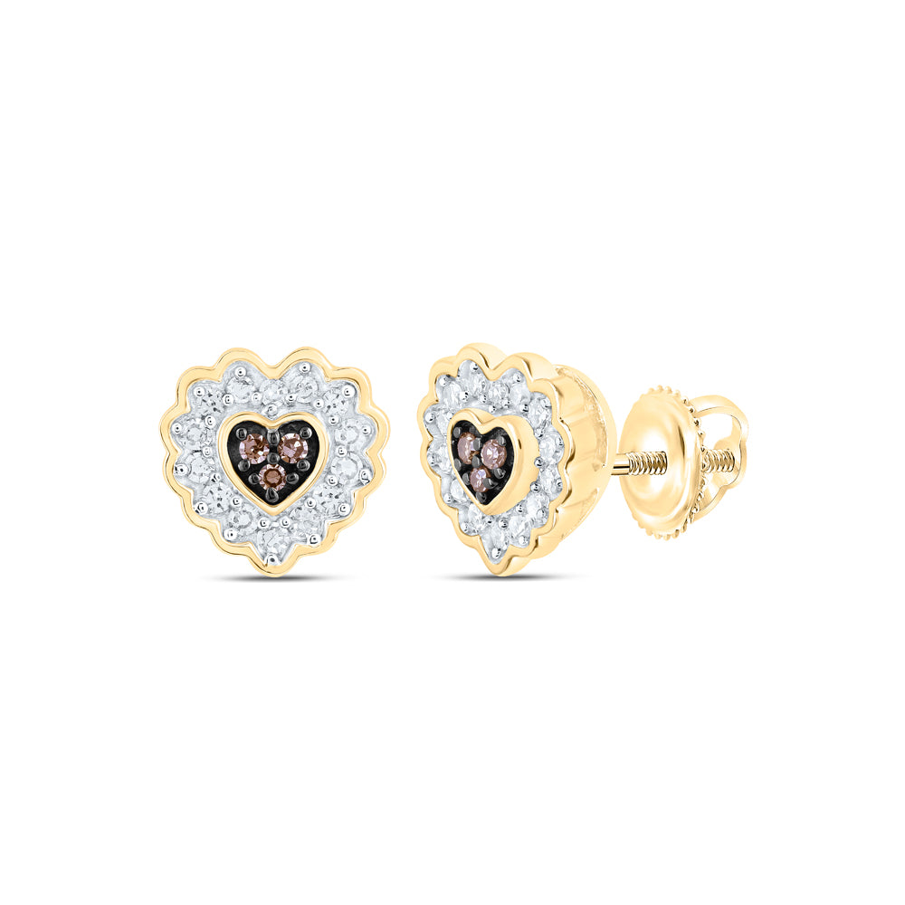 1/6CTW-DIA NK COGNAC HEART EARRING