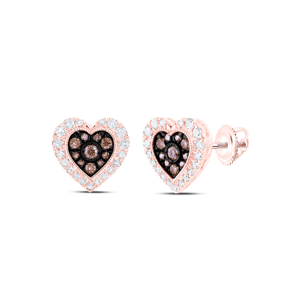1/2CTW-DIA NK COGNAC HEART EARRING