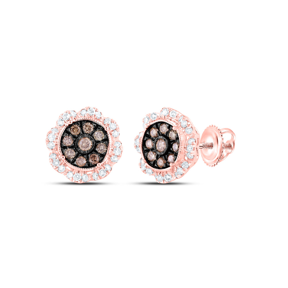 5/8CTW-DIA NK COGNAC ROUND EARRING