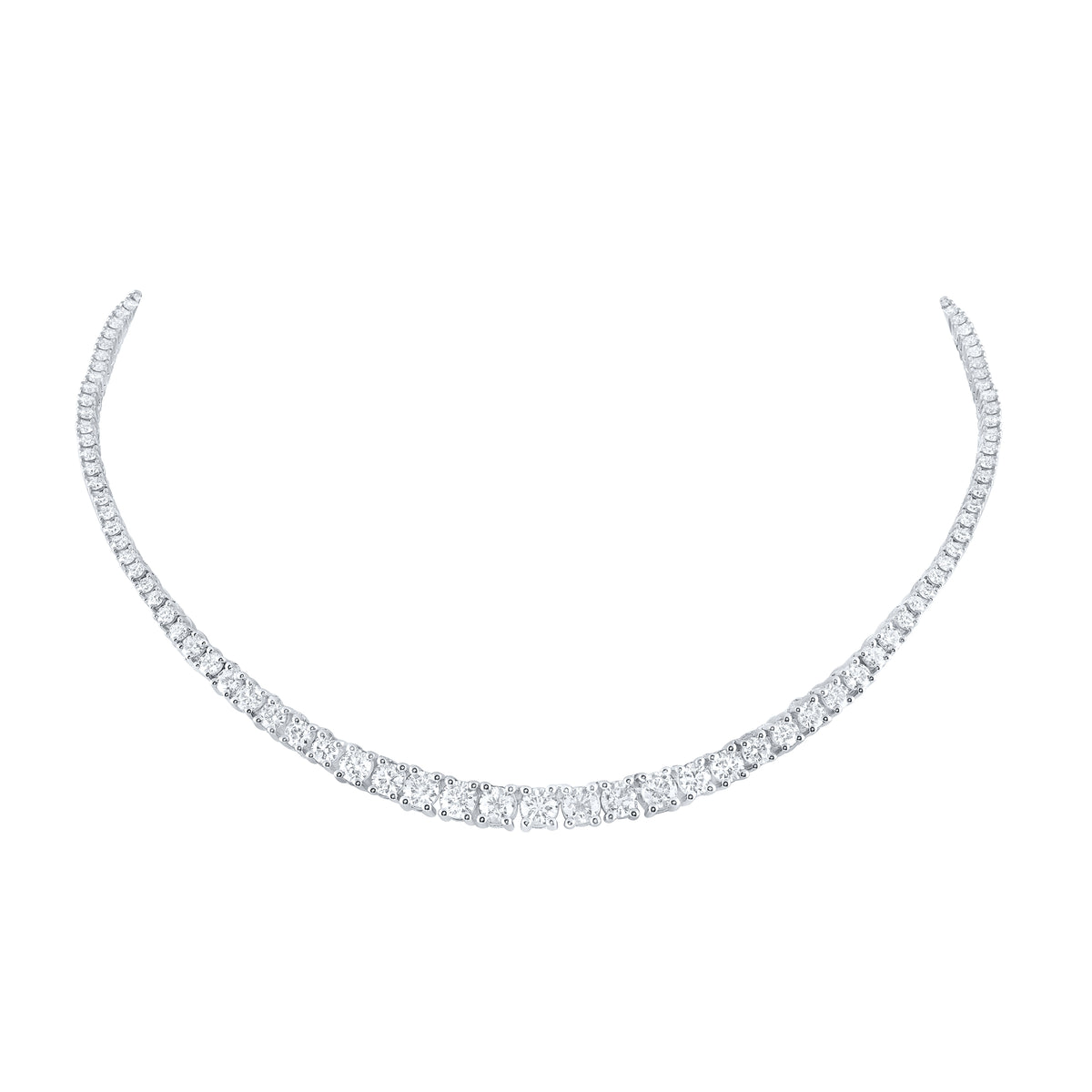 14K White Gold 11 1/2 CTW-Natural Diamond Necklace (16 Inch ) 36.7 Gram