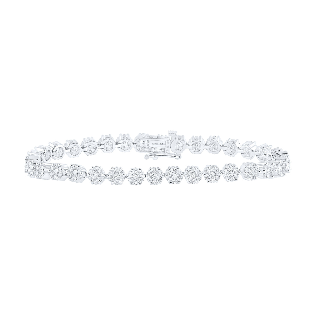 14K White Gold 4 CTW-Natural Diamond E Flower Bracelet (7 Inch ) 15.74 Gram