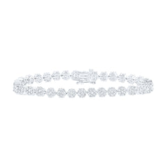 14K White Gold 4 CTW-Natural Diamond E Flower Bracelet (7 Inch ) 15.74 Gram