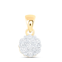 14K Yellow Gold 1 CTW-Natural Diamond E Flower Fashion Pendant 2.65 Gram