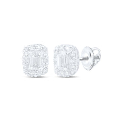 14K White Gold 1/2 CTW-Natural Diamond E Fashion Emerald Earring 0.7 Gram