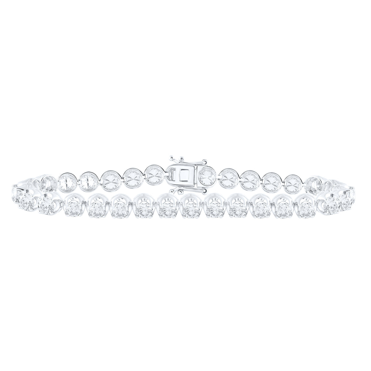 14K White Gold 7 7/8 CTW-Natural Diamond Fashion Tennis Bracelet-7 Inch 15.4 Gram