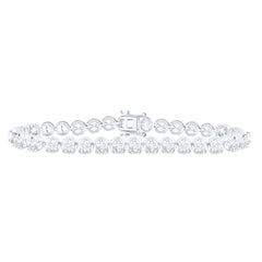 14K White Gold 7 7/8 CTW-Natural Diamond Fashion Tennis Bracelet-7 Inch 15.4 Gram