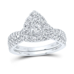10K White Gold 1 CTW-Natural Diamond 1/5 Ct-Crd Bridal Set Single Halo 5.05 Gram